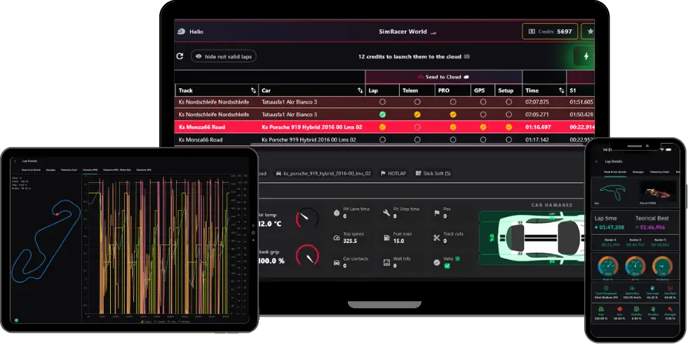 Simracer World — multi device