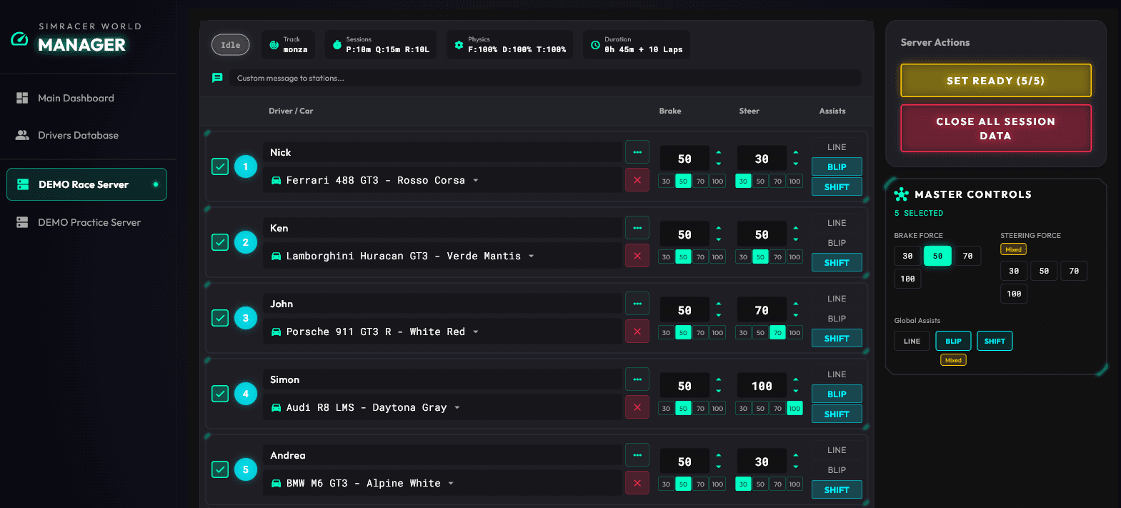 Sim Center OS — Dashboard di gestione